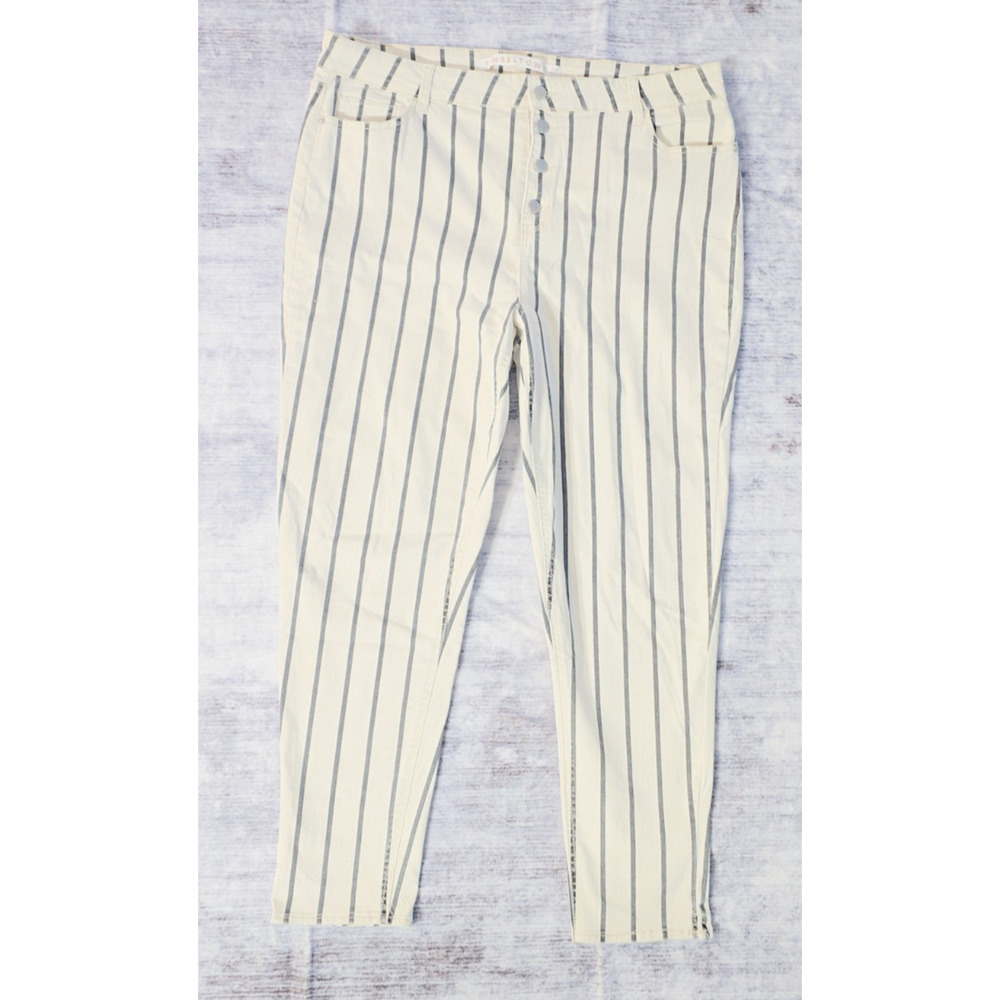 TinselTown Womens Jeans White with Pin Stripe size 16 B0048